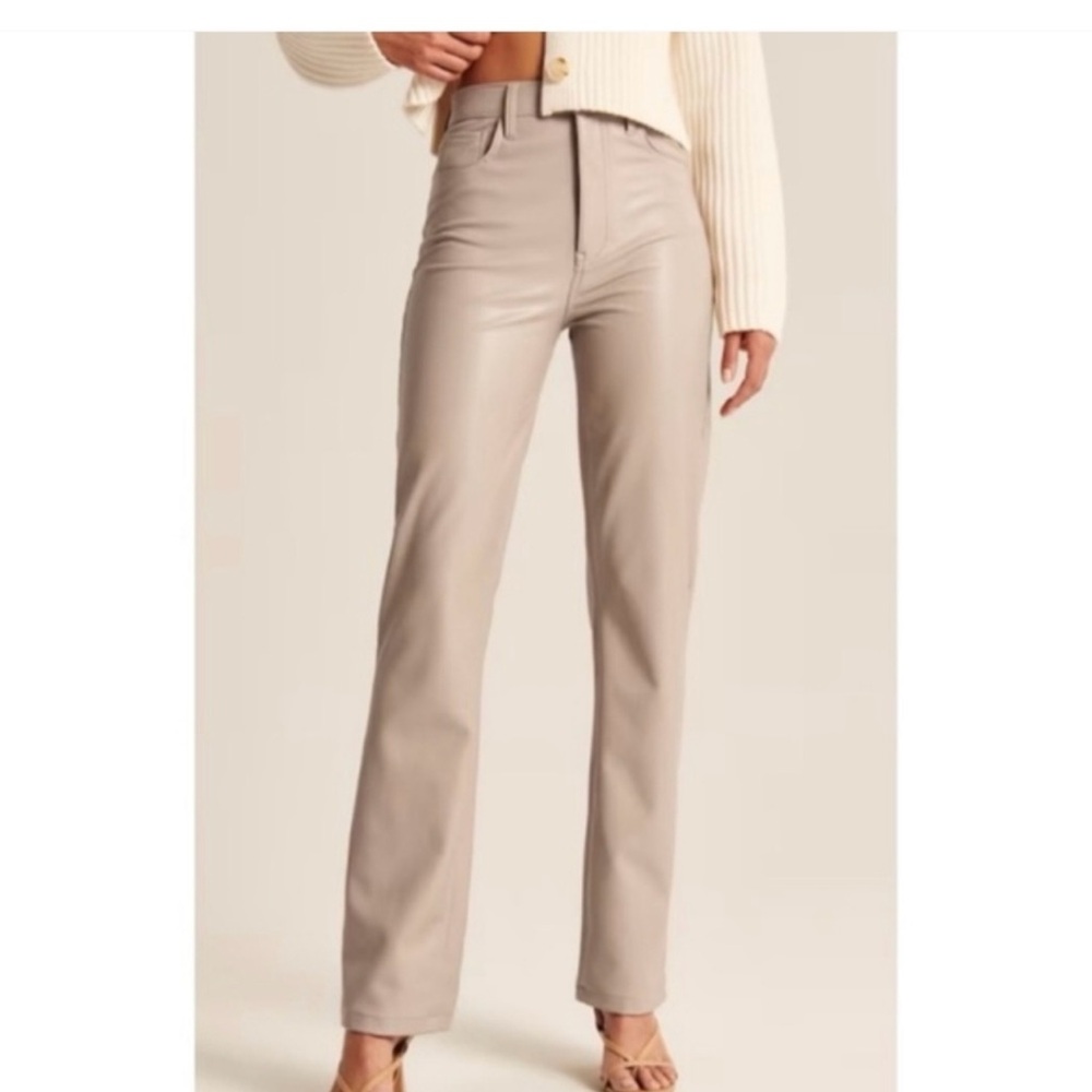 Abercrombie & Fitch Khaki Ultra High Rise Leather Pants